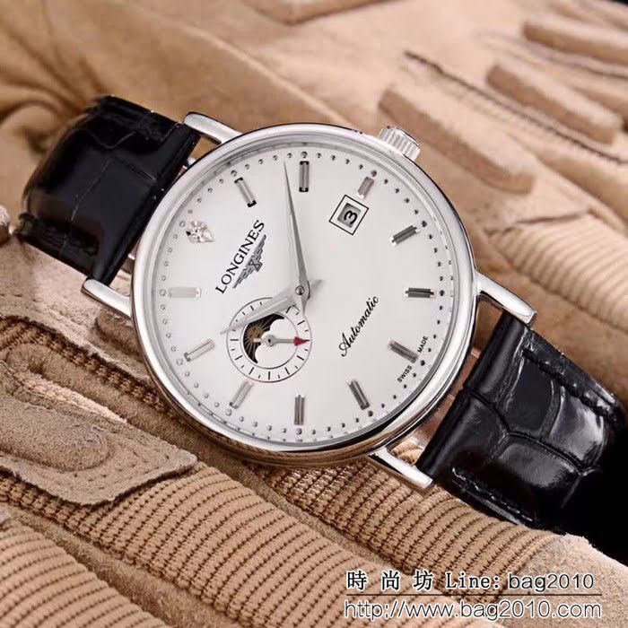 LONGINES浪琴 兩針半 小牛皮錶帶 精品男士腕表 WSS1093